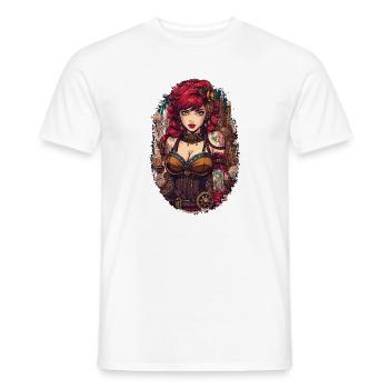 Steam Punk Beautiful Women Steampunk - Men's T-Shirt - white - Front - AI Model Male 178 dark (178cm)