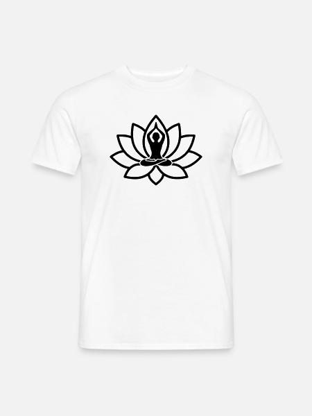 Yoga Lotusblüte Silhouette - Männer T-Shirt - Weiß