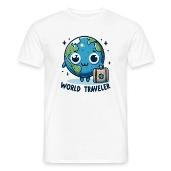 Globe Adventure Cartoon - Men's T-Shirt - white - Front - AI Model Male 178 dark (178cm)
