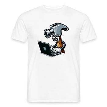 HammerCode: Tool meets bits - Men's T-Shirt - white - Front - AI Model Male 178 dark (178cm)