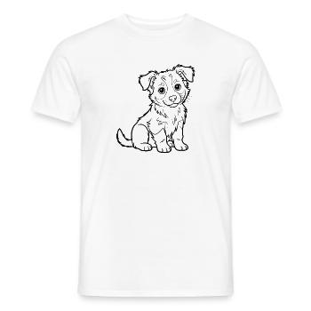 Hund Linienstil Niedlicher Welpe - Männer T-Shirt - Weiß - Vorne - AI Model Male 178 dark (178cm)