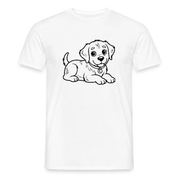 Kleiner Hund in Linnenzeichnung - Männer T-Shirt - Weiß - Vorne - AI Model Male 178 dark (178cm)