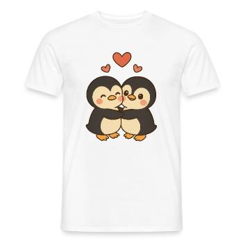 Pinguin Paar Liebe - Männer T-Shirt - Weiß - Vorne - AI Model Male 178 dark (178cm)