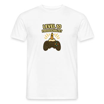 Chemise débloquée niveau 10 Chemise d’anniversaire - T-shirt homme - blanc - Devant - AI Model Male 178 dark (178cm)