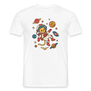 Astronaut Cat Galaxy Adventure - Men's T-Shirt - white - Front - AI Model Male 178 dark (178cm)