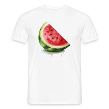 Aquarell-Wassermelone Scheibe - Männer T-Shirt - Weiß - Vorne - AI Model Male 178 dark (178cm)