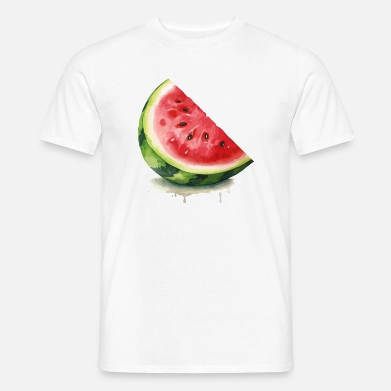 Tranche de pastèque à l’aquarelle - T-shirt homme - blanc