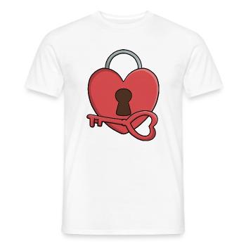 Key to My Heart Lock and Key Valentines - Men's T-Shirt - white - Front - AI Model Male 178 dark (178cm)