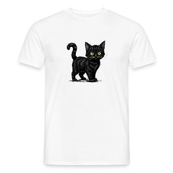 Chat noir mignon - Illustration réaliste - T-shirt homme - blanc - Devant - AI Model Male 178 dark (178cm)