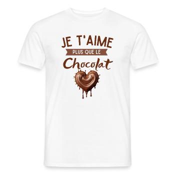 I love you more than chocolate heart - Men's T-Shirt - white - Front - AI Model Male 178 dark (178cm)