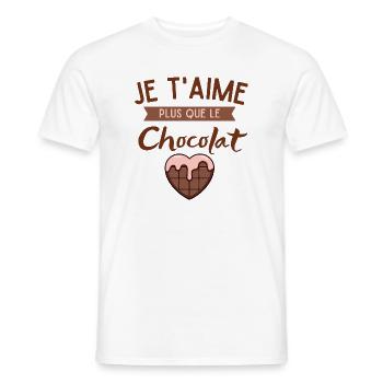 Je t'aime Plus Que Le Chocolat Coeur - T-shirt homme - blanc - Devant - AI Model Male 178 dark (178cm)