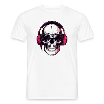 Skull with headphones and sunglasses skull - Men's T-Shirt - white - Front - AI Model Male 178 dark (178cm)