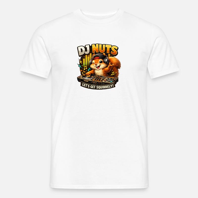Eichhörnchen DJ Nuts süßes Squirrel lustig - Männer T-Shirt - Weiß
