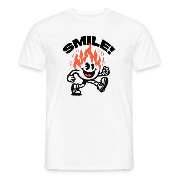 Smile! Fiery Friend Smiley - Men's T-Shirt - white - Front - AI Model Male 178 dark (178cm)