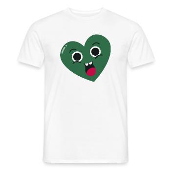 Smiling Green Heart - Men's T-Shirt - white - Front - AI Model Male 178 dark (178cm)