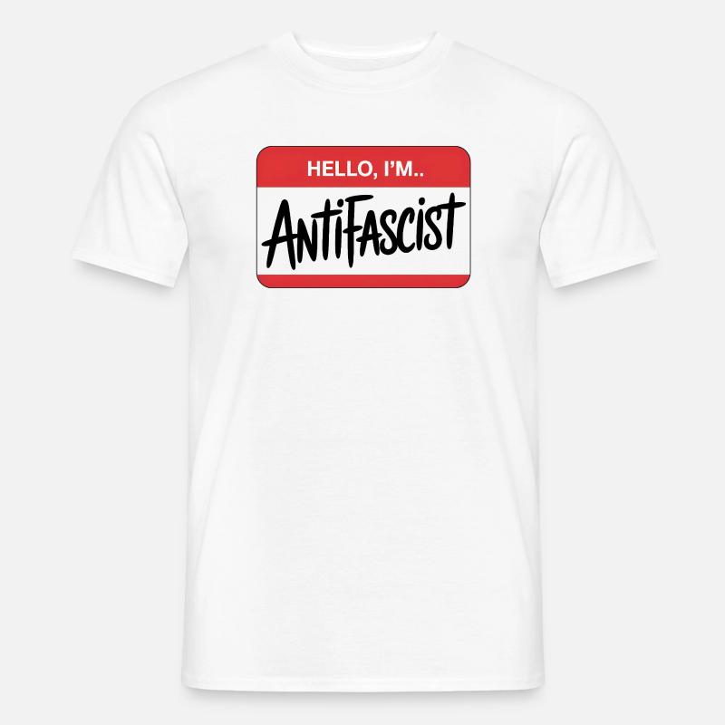 Hello I'm Antifascist - Antifa Tee - Männer T-Shirt - Weiß