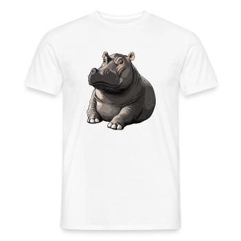 Style Hippo Silencieux Style Cartoon - T-shirt homme - blanc - Devant - AI Model Male 178 dark (178cm)