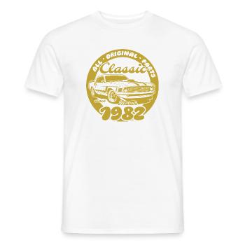 44e anniversaire - Classic Musclecar 03/1982 - T-shirt homme - blanc - Devant - AI Model Male 178 dark (178cm)