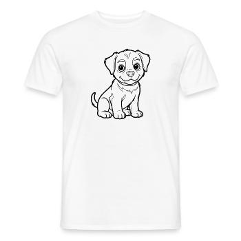 Illustration de plan de petit chiot - T-shirt homme - blanc - Devant - AI Model Male 178 dark (178cm)