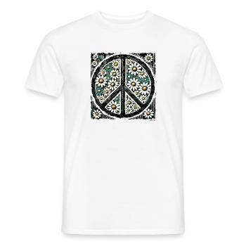 Daisy Peace Blumenemblem - Männer T-Shirt - Weiß - Vorne - AI Model Male 178 dark (178cm)