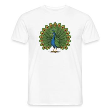 Peacock Colourful Crest - Men's T-Shirt - white - Front - AI Model Male 178 dark (178cm)