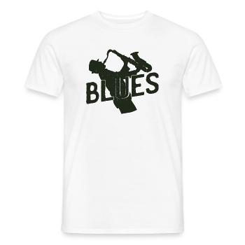 Saxophonist with Blues – Cool Saxophone Design for - Men's T-Shirt - white - Front - AI Model Male 178 dark (178cm)