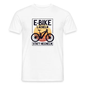 E-bike smile instead of panting funny saying - Men's T-Shirt - white - Front - AI Model Male 178 dark (178cm)