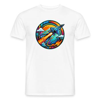 Neon Düsen Jet im Feuer Kreis Retro Space Rakete - Männer T-Shirt - Weiß - Vorne - AI Model Male 178 dark (178cm)