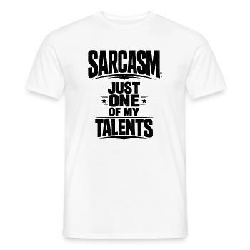 Le sarcasme n’est qu’un de mes nombreux talents. - T-shirt homme - blanc - Devant - AI Model Male 178 dark (178cm)