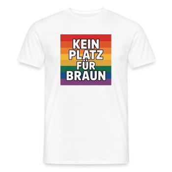 Kein Platz für Braun - Antifa Tee - Männer T-Shirt - Weiß - Vorne - AI Model Male 178 dark (178cm)