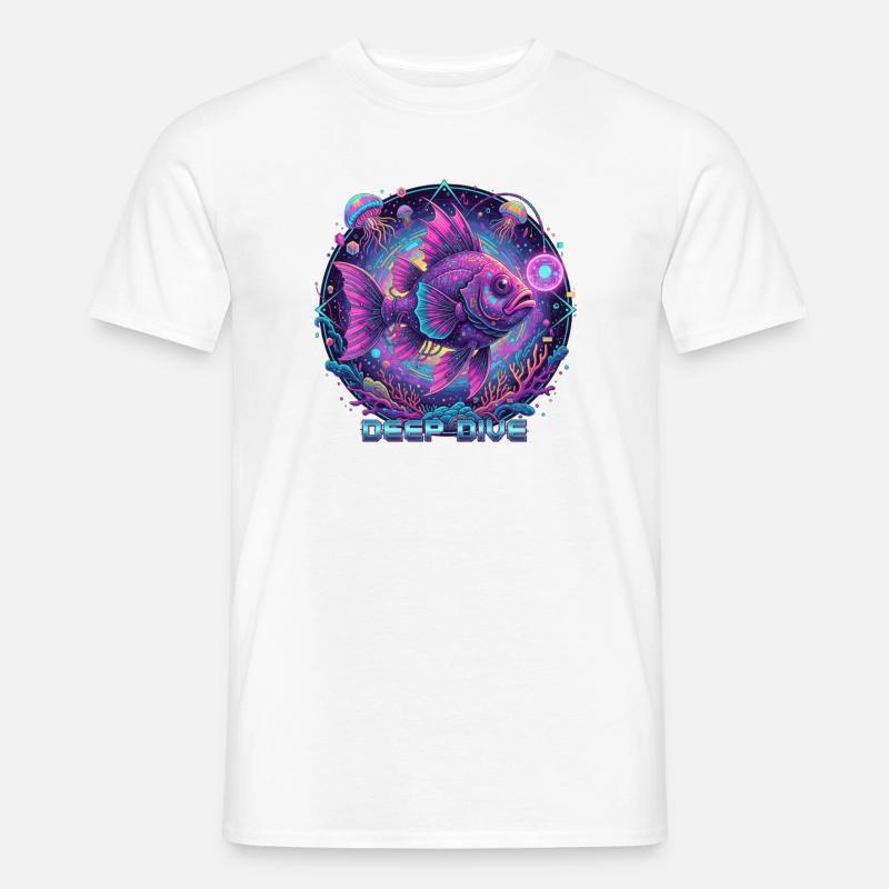 Deep Dive Neonfisch Unterwasser - Männer T-Shirt - Weiß