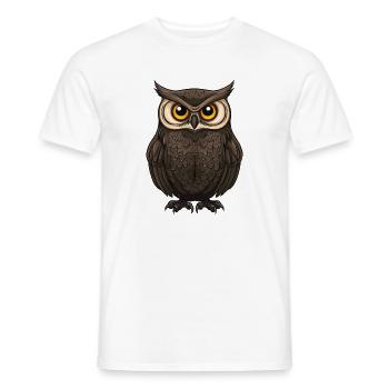 Wald-Eulenporträt im Cartoon-Stil - Männer T-Shirt - Weiß - Vorne - AI Model Male 178 dark (178cm)