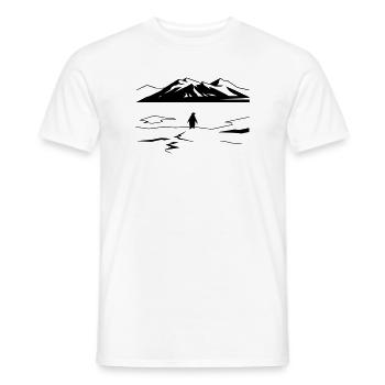 But Why Penguin Meme Minimalist Art - Men's T-Shirt - white - Front - AI Model Male 178 dark (178cm)