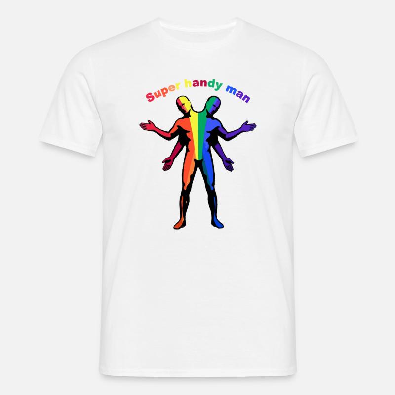 Super-Handwerker-Regenbogen - Männer T-Shirt - Weiß