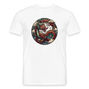 Dragon Circle: Chinese Dragon Emblem Motif - Men's T-Shirt - white - Front - AI Model Male 178 dark (178cm)