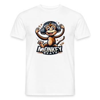 DJ casque Monkey Beats - T-shirt homme - blanc - Devant - AI Model Male 178 dark (178cm)