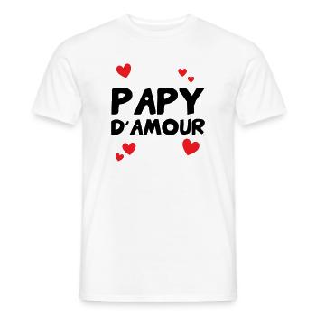 Papy d’amour – famille tendresse humour cadeau  - T-shirt homme - blanc - Devant - AI Model Male 178 dark (178cm)