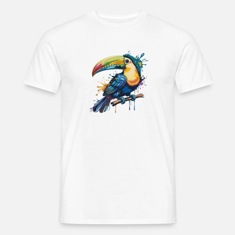 Bunter Tukan Farbexplosion - Männer T-Shirt - Weiß