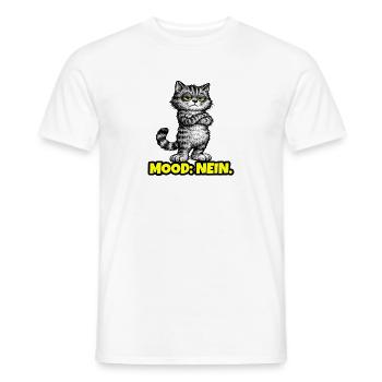 Mood: Nein. – Grumpy Katze (Chef Vibes) - Men's T-Shirt - white - Front - AI Model Male 178 dark (178cm)