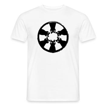 Vue circulaire des chats depuis le dessus - T-shirt homme - blanc - Devant - AI Model Male 178 dark (178cm)