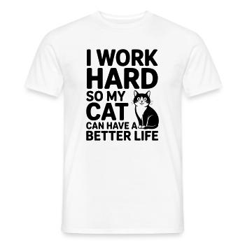 I work for my cat - Men's T-Shirt - white - Front - AI Model Male 178 dark (178cm)