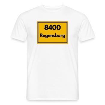 ANCIEN CODE POSTAL RÉTRO 8400 REGENSBURG - T-shirt homme - blanc - Devant - AI Model Male 178 dark (178cm)