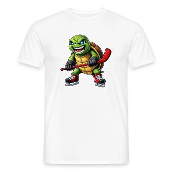 Aggressive Schildkröte Eishockey Spieler Horror - Men's T-Shirt - white - Front - AI Model Male 178 dark (178cm)