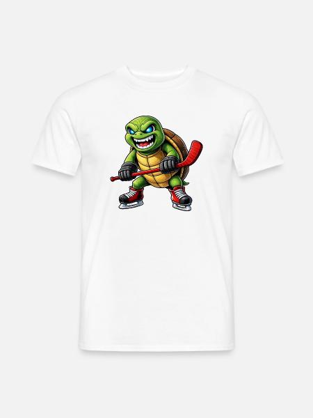 Aggressive Schildkröte Eishockey Spieler Horror - Men's T-Shirt - white