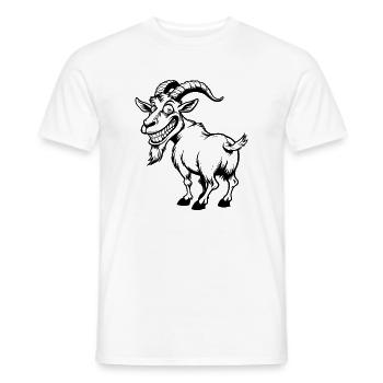 Grinning mountain goat illustration - Men's T-Shirt - white - Front - AI Model Male 178 dark (178cm)