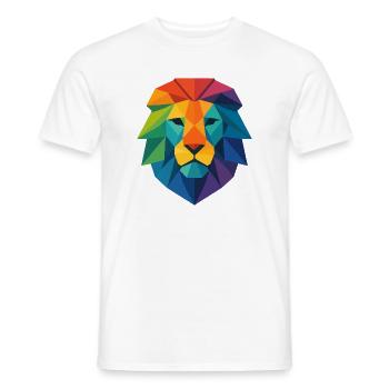Farbenfroher Wild Poly Low Lion – Art Pop Farben - Männer T-Shirt - Weiß - Vorne - AI Model Male 178 dark (178cm)