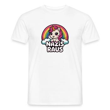 Nazis Raus - Antifa Einhorn Tee - Männer T-Shirt - Weiß - Vorne - AI Model Male 178 dark (178cm)