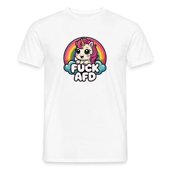 Fuck AFD - Antifa Einhorn Tee - Männer T-Shirt - Weiß - Vorne - AI Model Male 178 dark (178cm)