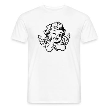 Chérubin Je t’aime – Ange avec le signe de main ILY - T-shirt homme - blanc - Devant - AI Model Male 178 dark (178cm)