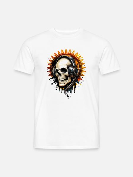 Skull with headphones illustration - Men's T-Shirt - white